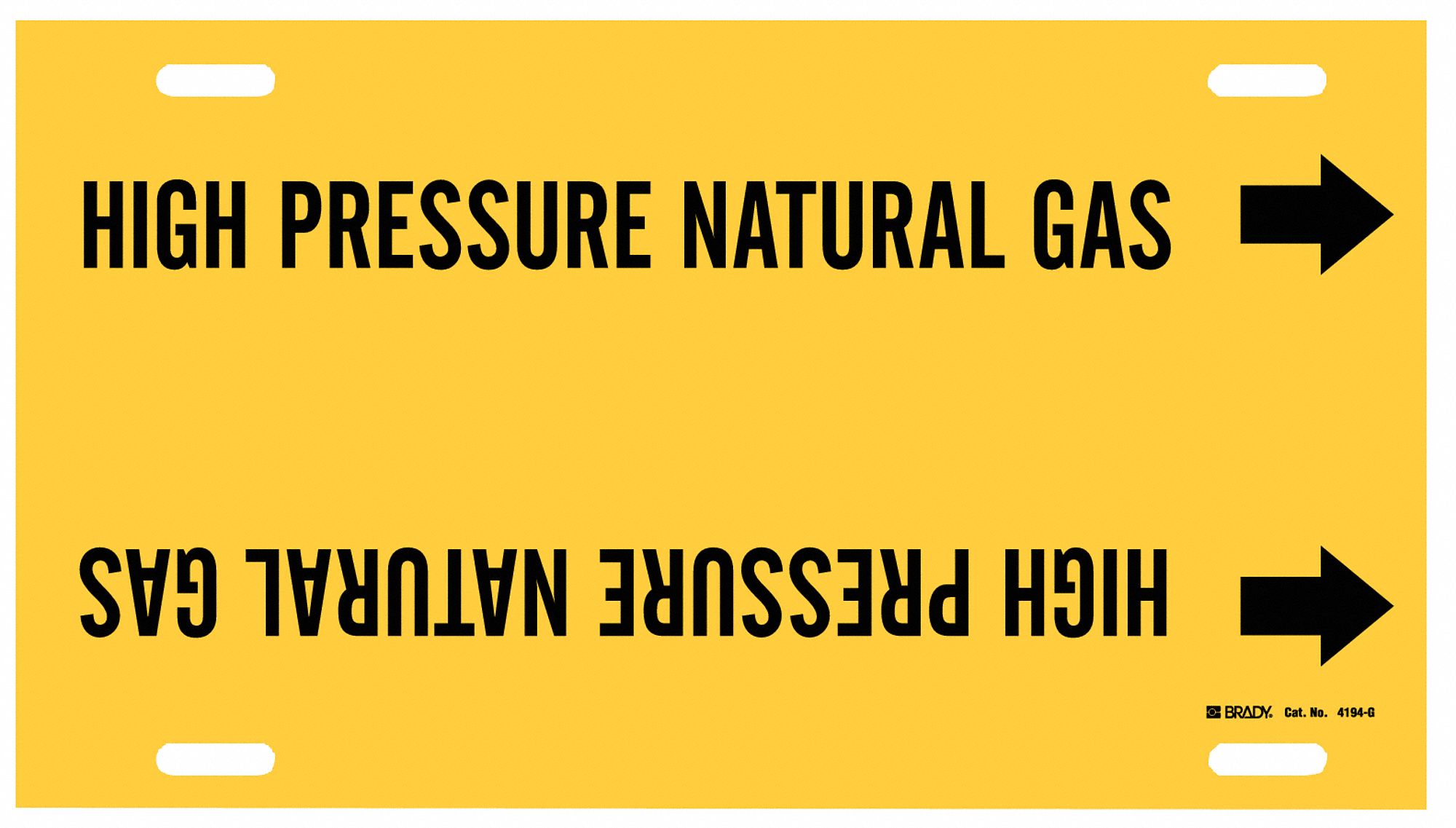 Pipe Marker: High Pressure Natural Gas, Yellow, Black, Fits 8 to 9 7/8 in Pipe O.D., 1 Pipe Markers