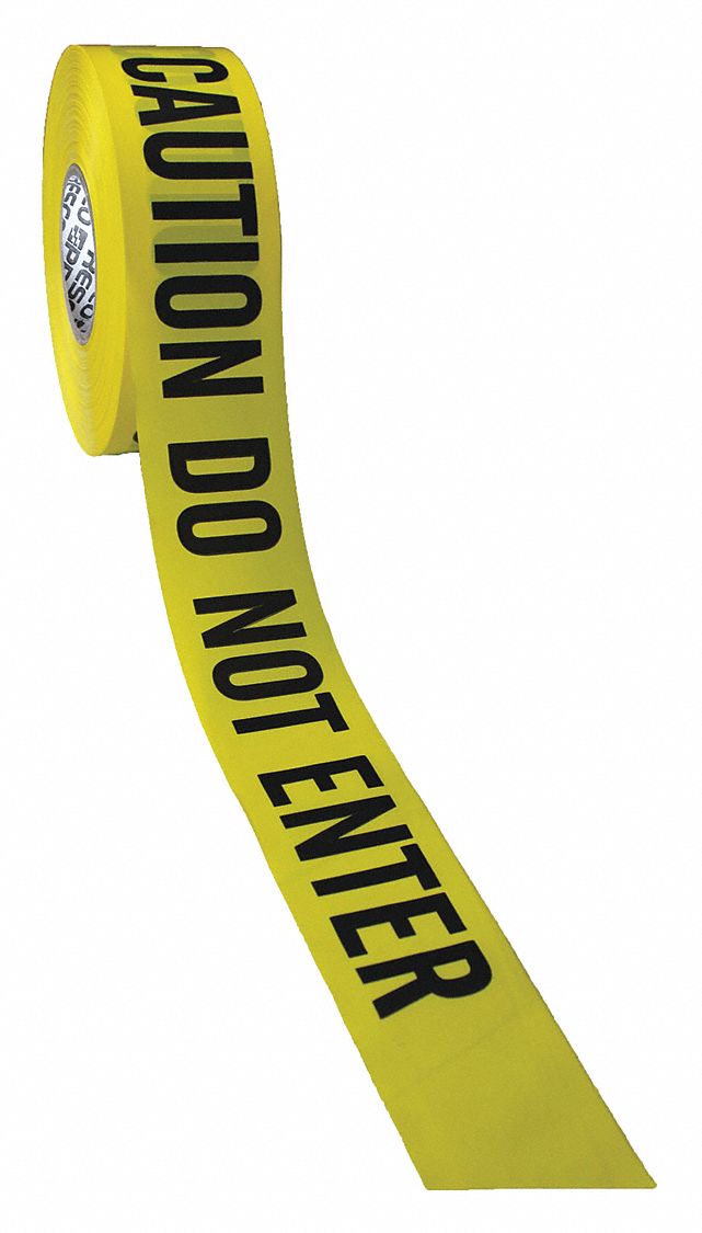 PRESCO PRODUCTS CO Barricade Tape, Yellow, 3 in x 1,000 ft, Caution