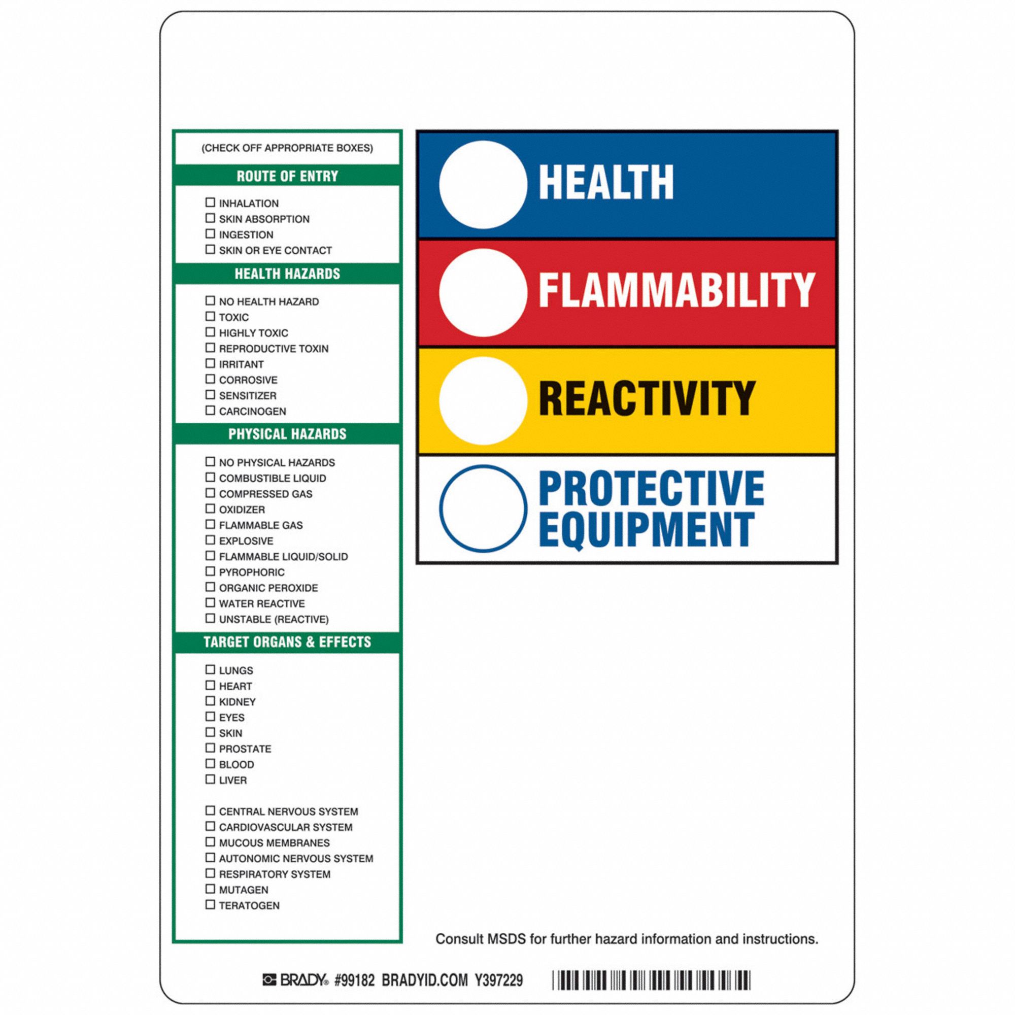 HMIG Label: 7 in Ht, 10 in Wd, Paper, Adhesive, 10 in x 7 in, 100 PK
