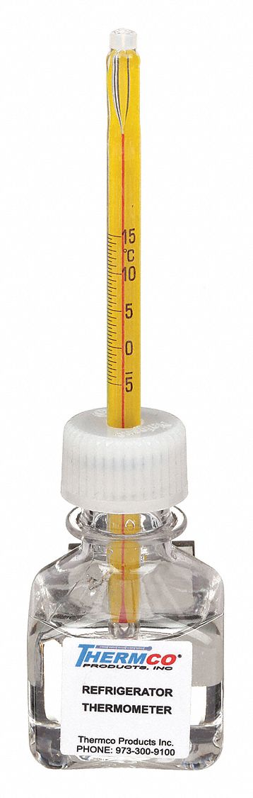 Bottle Thermometer: -5°C to 15°C, +/-1°C, 30 mL Bottle Volume, Glycol
