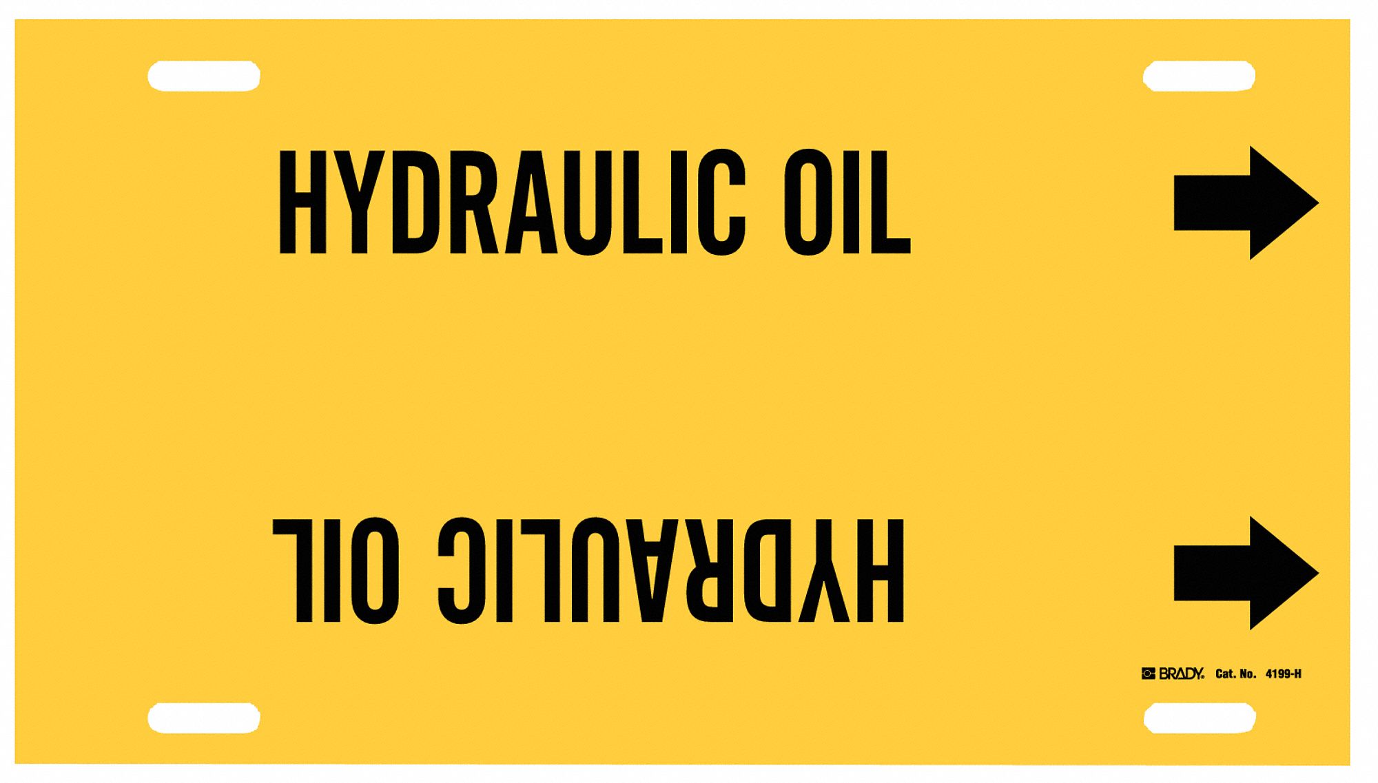 Pipe Marker: Hydraulic Oil, Yellow, Black, Fits 10 to 15 in Pipe O.D., 1 Pipe Markers, With Arrows