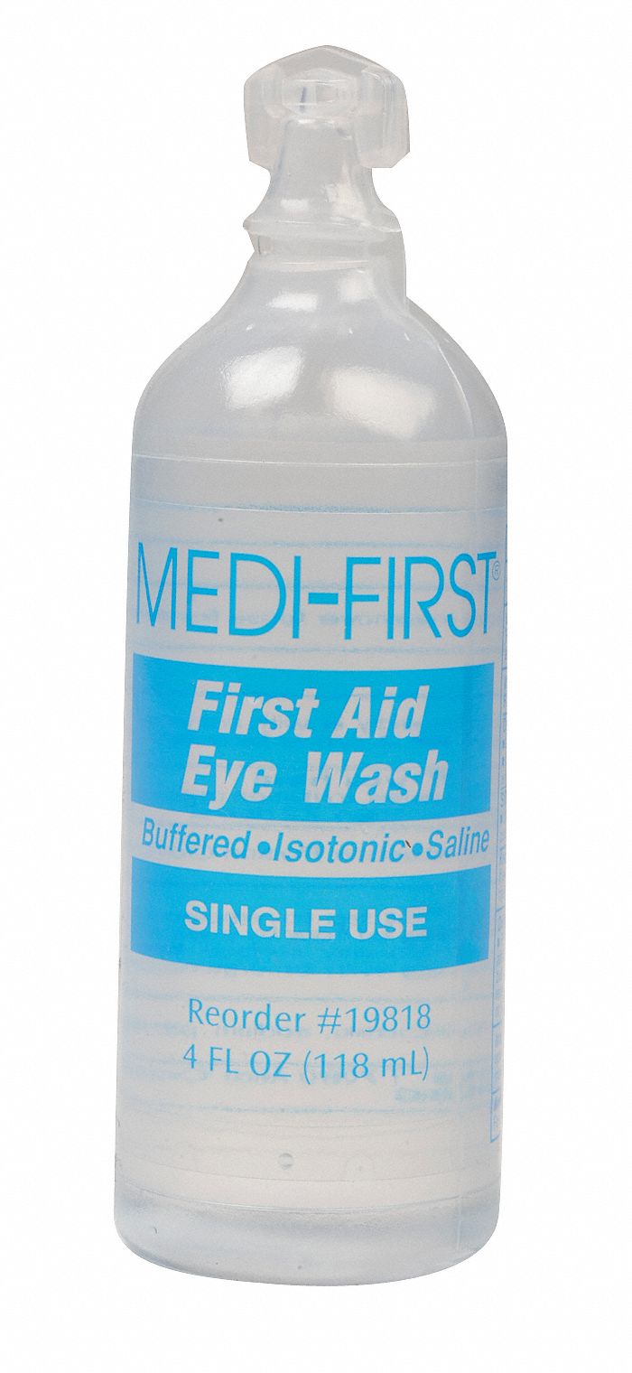 First Aid Eye Wash, Liquid Solution, Bottle, 4.000 oz, 4 oz Grainger