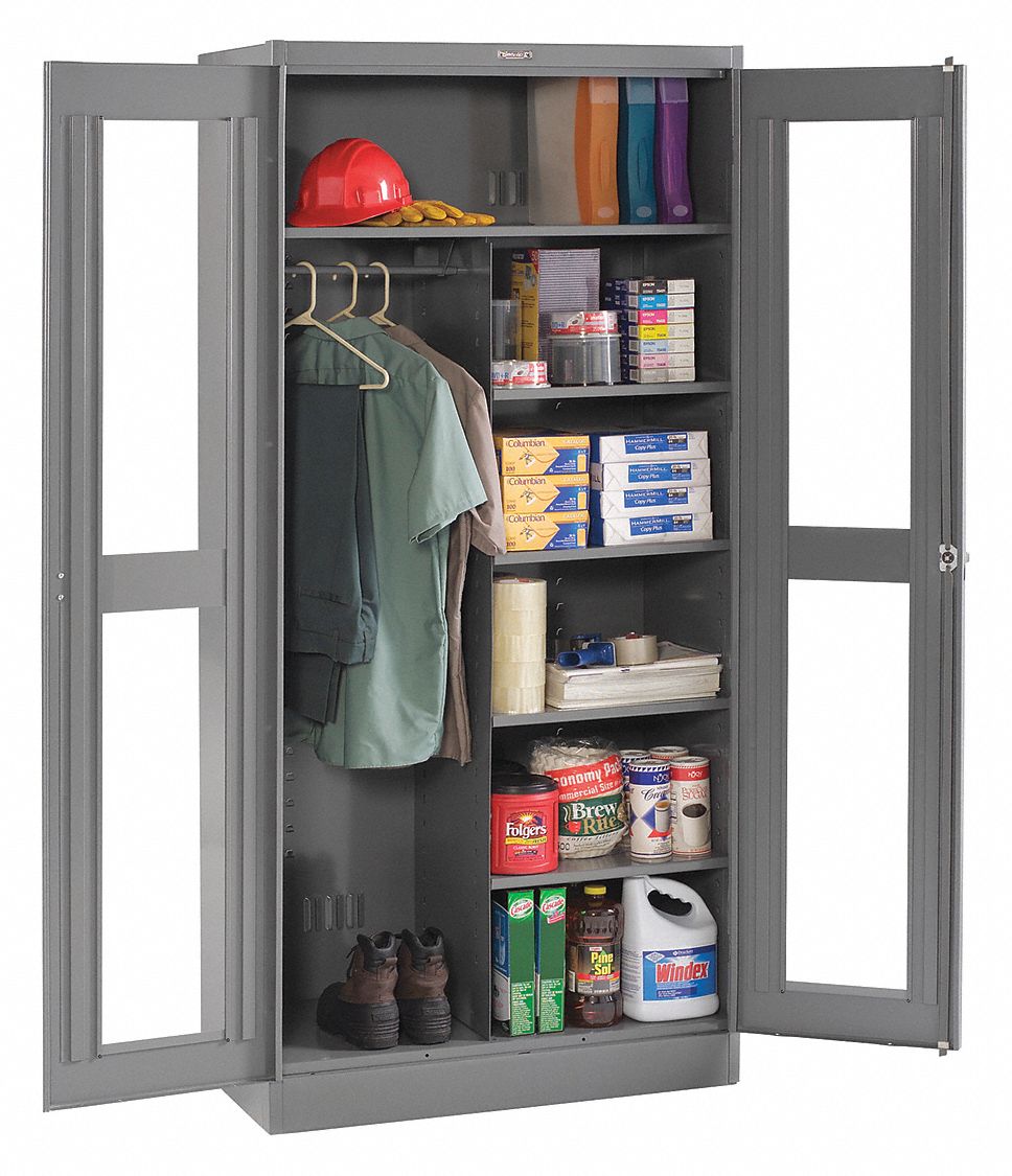 STORAGE CABINET, 36 IN X 24 IN X 78 IN, 5 SHELVES, SWING HANDLE/KEYED, 22 GA PANEL, ADJUSTABLE