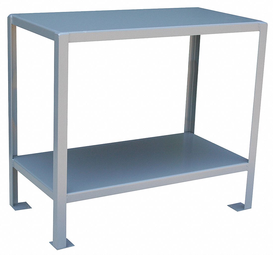 Work Table: Fixed Ht, Steel, 36 in x 18 in, 2, 000 lb Overall Load Capacity, Steel