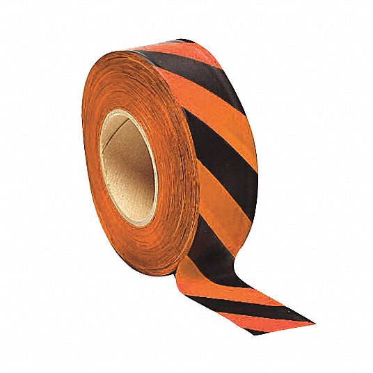PRESCO PRODUCTS CO Flagging Tape, Orange/Black, 1 3/16 in x 150 ft