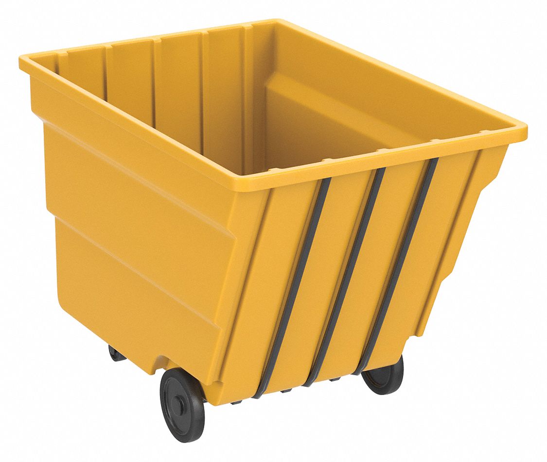 General Purpose Plastic Tilt Truck: 59 cu ft Cubic Foot Capacity, Orange, Raised