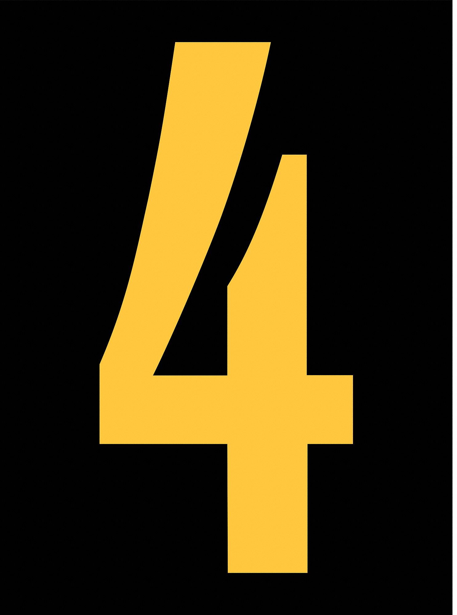 Number Label: 2 1/2 in Character Ht, Indoor/Outdoor, Engineer-Grade Retroreflective, Yellow, 25 PK