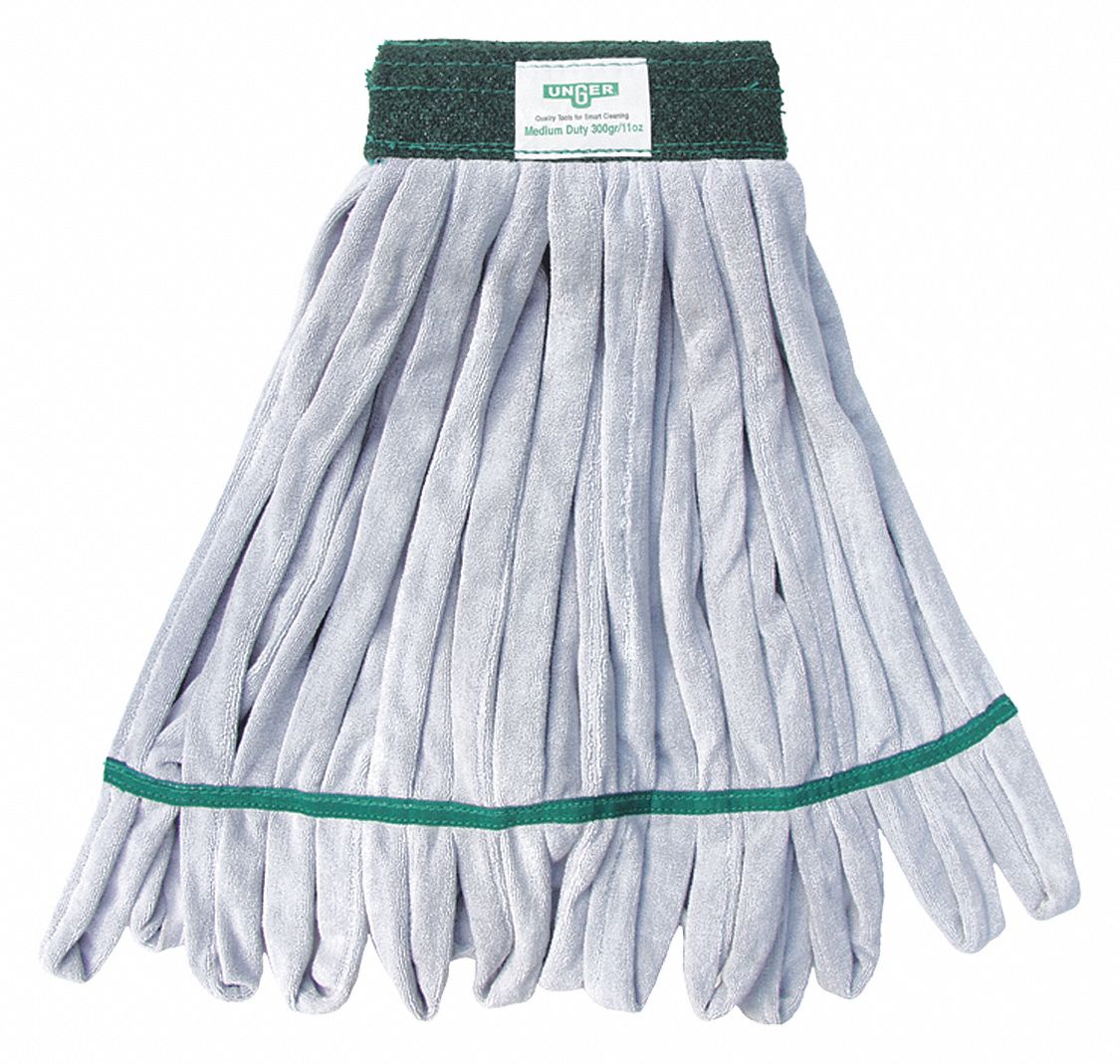 WET MOP, TUBE MOP, CLAMP-ON CONNECTION, LAUNDERABLE, 16 OZ DRY WEIGHT, MICROFIBRE, GREY/GREEN