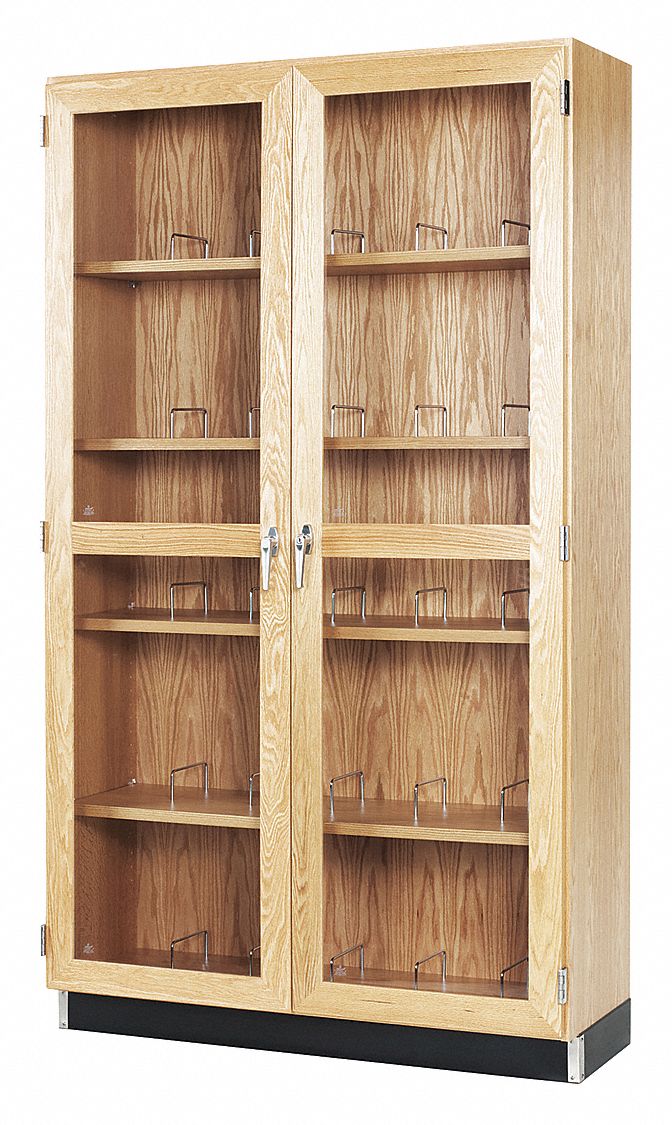 Microscope Storage Case: 7 ft Overall Ht, 16 in Overall Dp, 4 ft Overall Wd, Glass/Oak, 0 Drawers