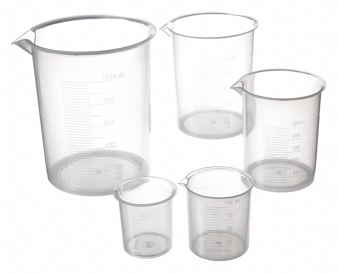 BEAKER SET, PLASTIC,5 BEAKERS