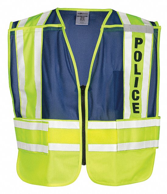 GRAINGER APPROVED Safety Vest, Blue, Police, M/XL 8RY398051BZMXL