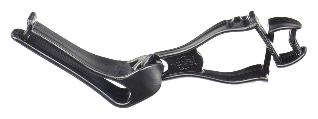 Glove Holder Clip: Plastic, Plastic, 6 in Lg, 0.5 in Max Clip Opening,  Ergodyne Squids 3405, Black