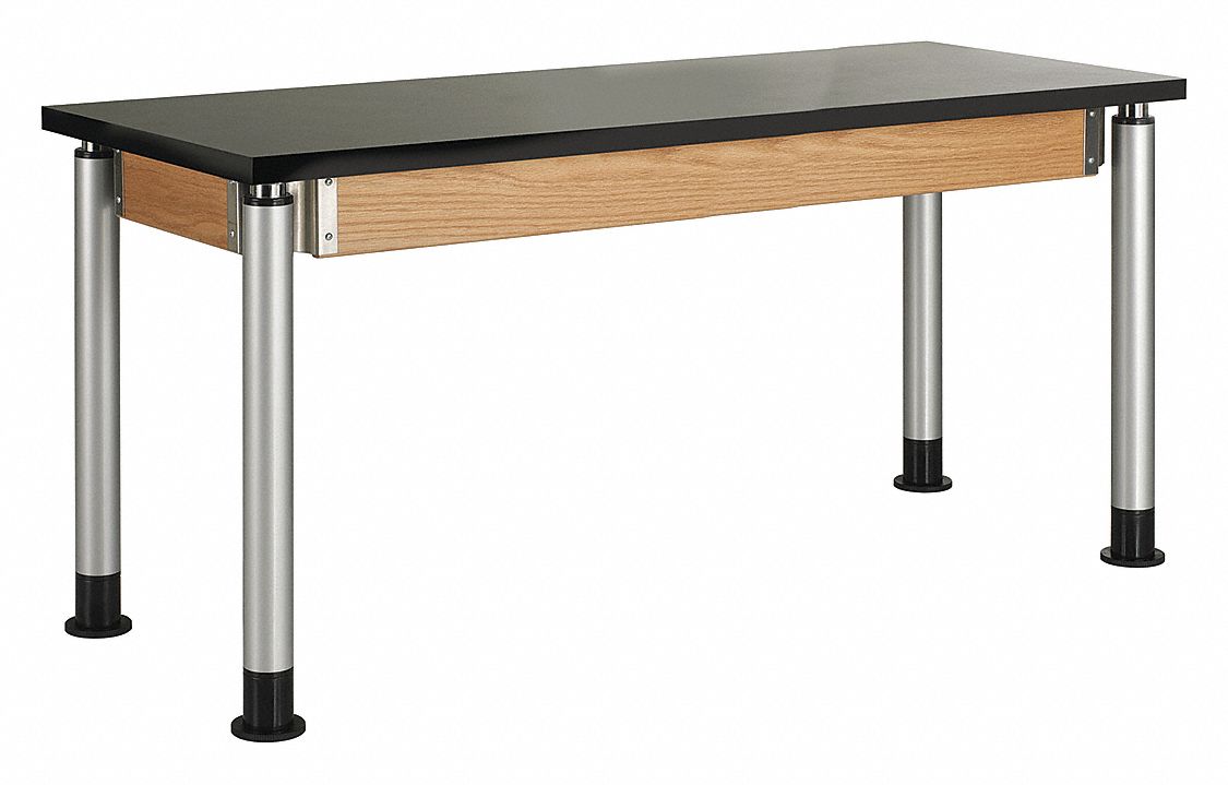 Table: 24 in Overall Wd, 41 in Overall Ht, 5 ft Overall Lg, Phenolic, 500 lb Load Capacity, Oak