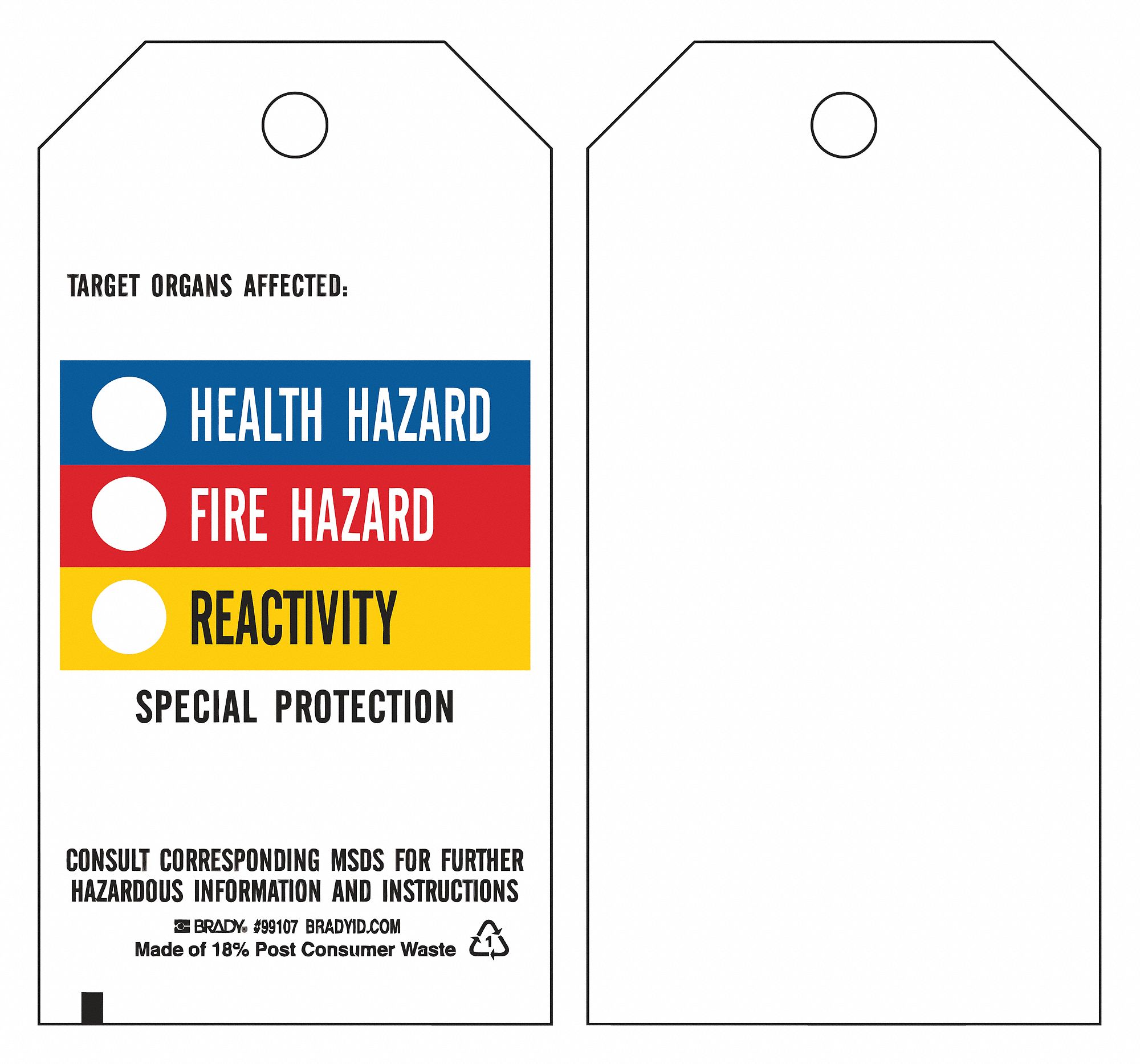 TAG,POLYESTER,CHEMICAL HAZARD,PK25