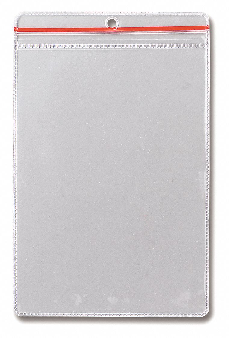 Shop Envelope: Vinyl, Grommet, 8 1/2 in Ht, 5 1/2 in Wd, Clear, 10 PK