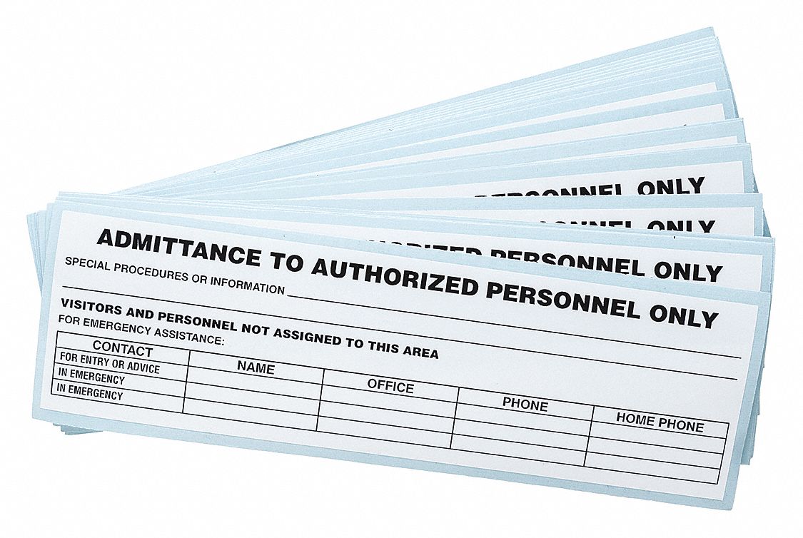 Admittance Sign, 2-5/8x9-1/4In, SURF, PK25