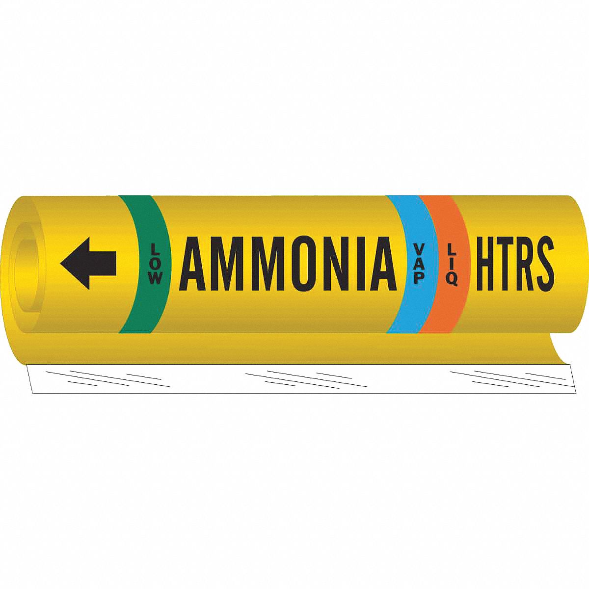 Pipe Marker: HTRS, LIQ/VAP, Low, Fits 1 1/2 to 2 3/8 in Pipe O.D., 1 Pipe Markers, With