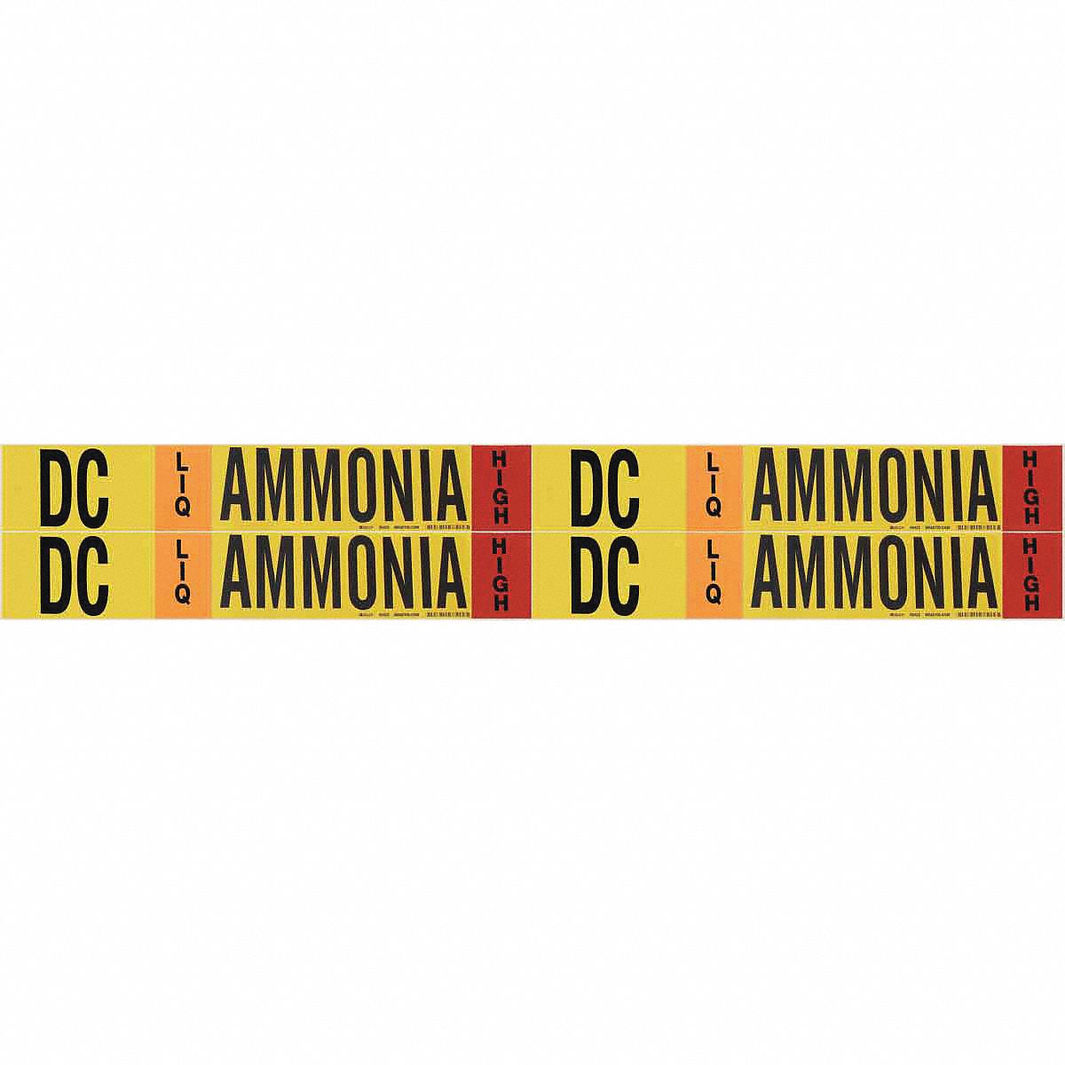 Pipe Marker: DC, LIQ, High, Fits 3/4 to 2 3/8 in Pipe O.D., 4 Pipe Markers, Without