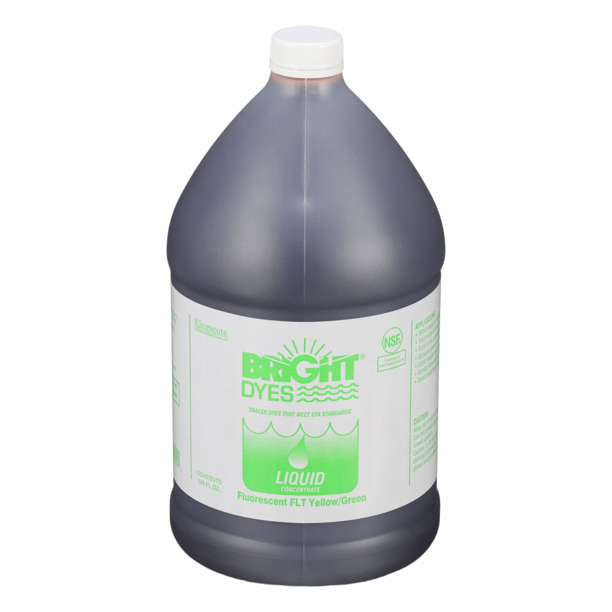 Water Tracer Dye: Green/Yellow, 1.8 cps Viscosity, Immediate, 1 gal Volume, Liquid