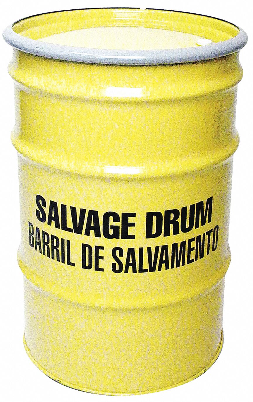 SALVAGE DRUM,OPEN HEAD,30 GAL.,YELLOW