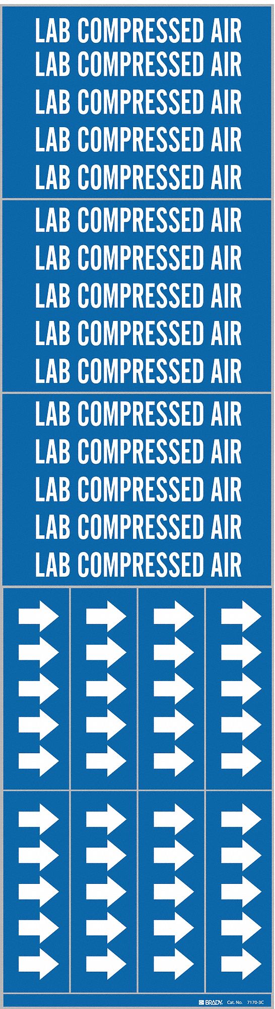 Lab Compressed Air, Blue, Pipe Marker 8TPA371703C Grainger