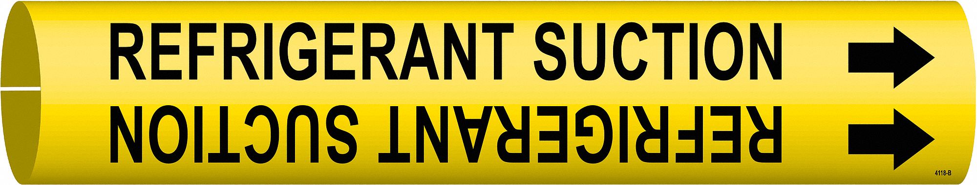 Pipe Marker: Refrigerant Suction, Yellow, Black, Fits 1 1/2 to 2 3/8 in Pipe O.D., 1 Pipe Markers
