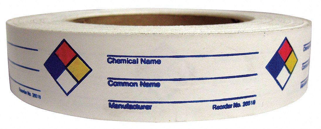 NFPA Label: Non-Reflective, 3 in Wd, 1 in Ht, Vinyl, 0.118 mil Thick, 720 PK