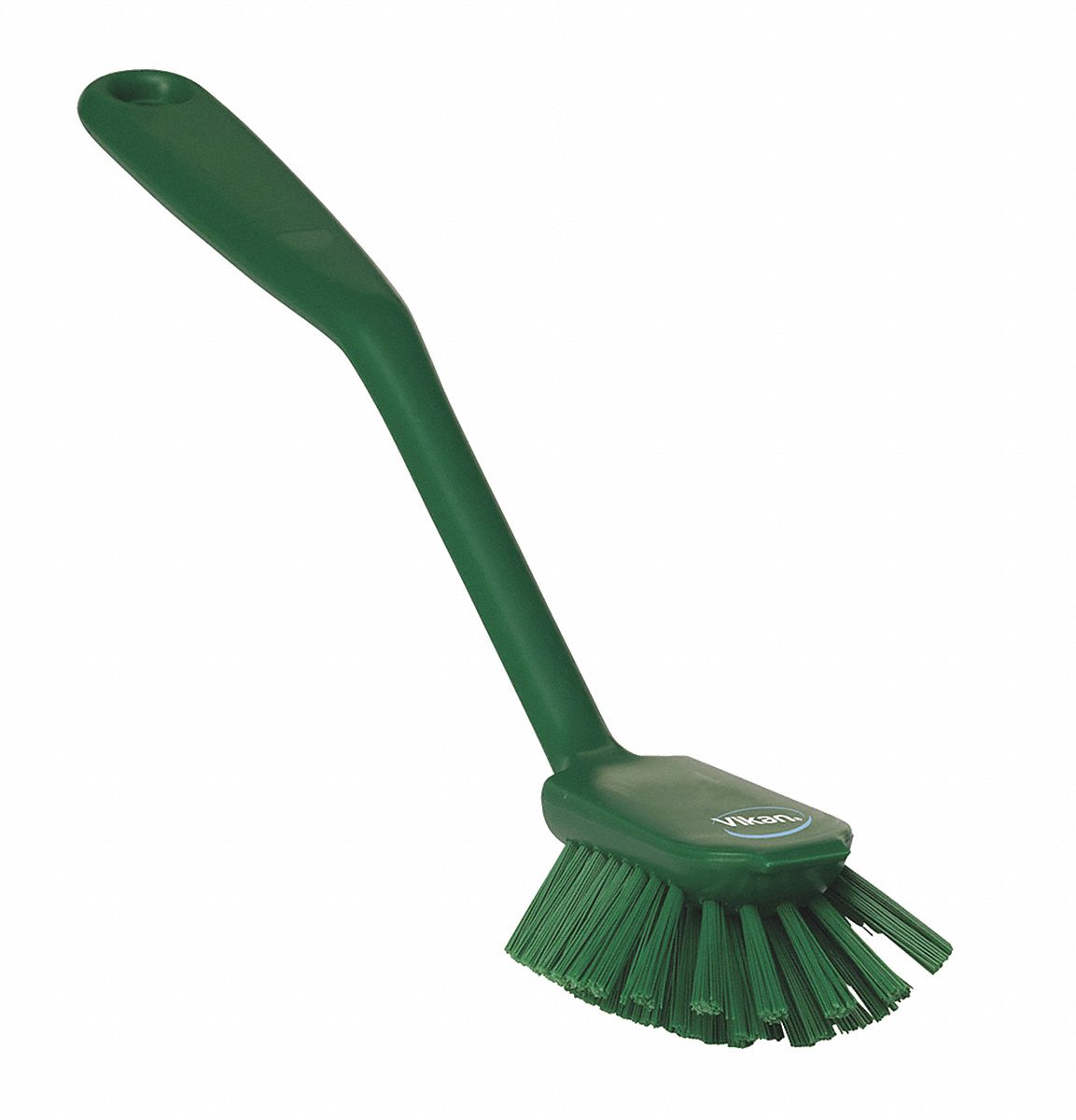 DISH BRUSH, MEDIUM, PLASTIC, 3⅛ IN BRUSH L, 8 IN HANDLE L, 2⅜ IN HEAD W, GREEN