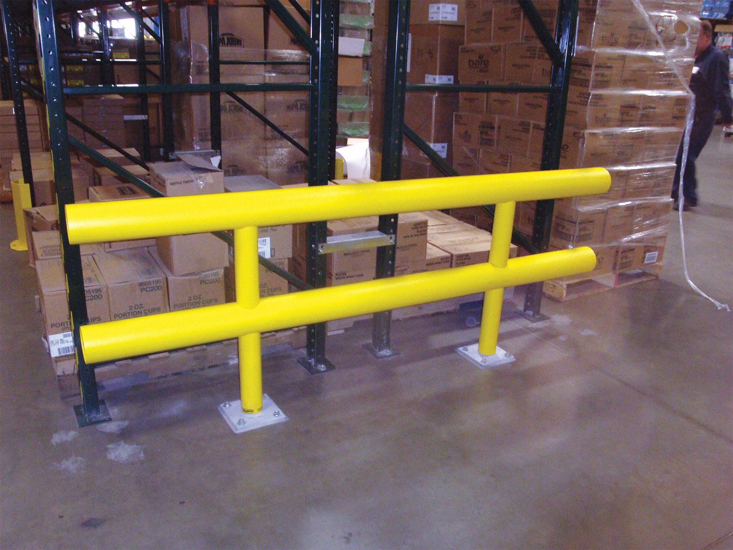 IDEAL SHIELD Safety Yellow, Steel/High Density Polyethylene, Guard Rail ...