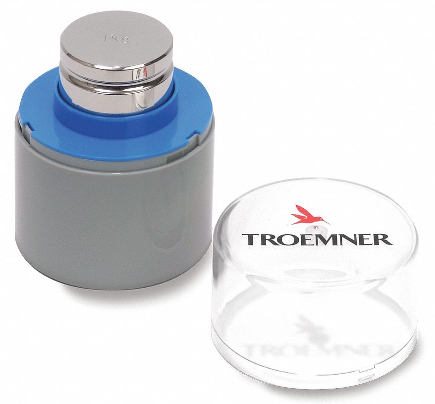 Calibration Weight: 1 kg Nominal Mass, 4, No Certificate, 316 Stainless Steel, Case, Metric