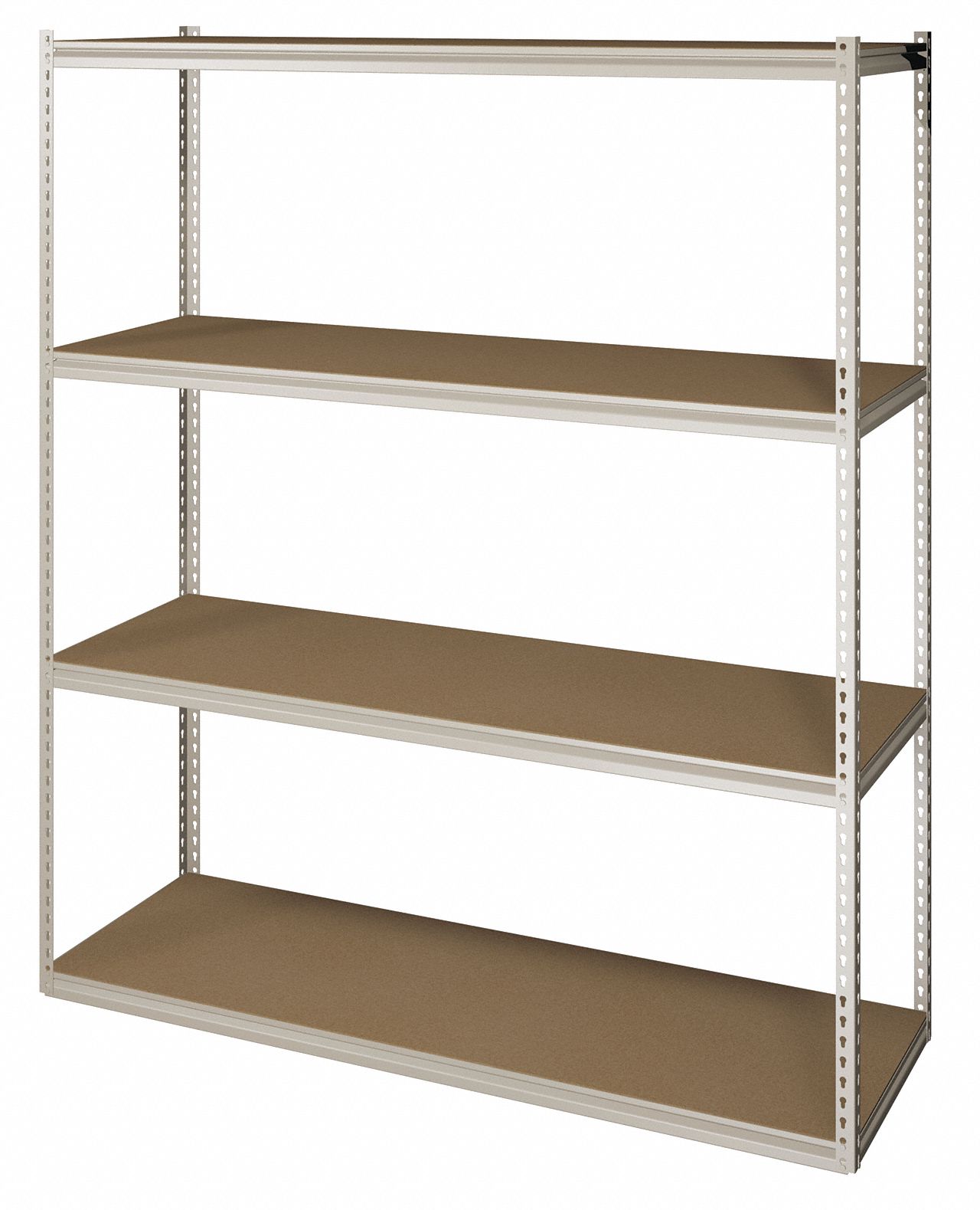 Boltless Shelving: Starter, Medium-Duty, 60 in x 36 in, 84 in Overall Ht, 4 Shelves, Open
