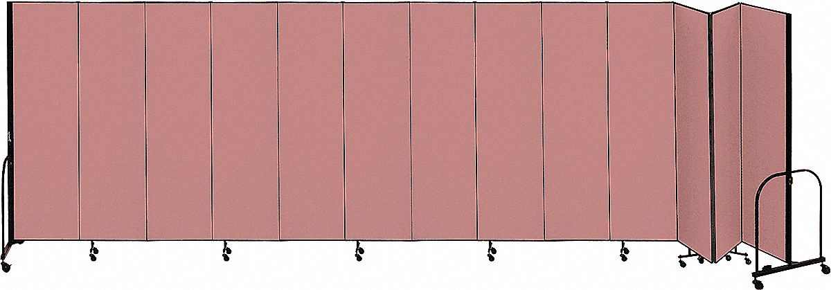 Room Divider: 13 Panels, Opaque, Rose Panel, 48 in Overall Ht, 289 in Overall Wd, Folding