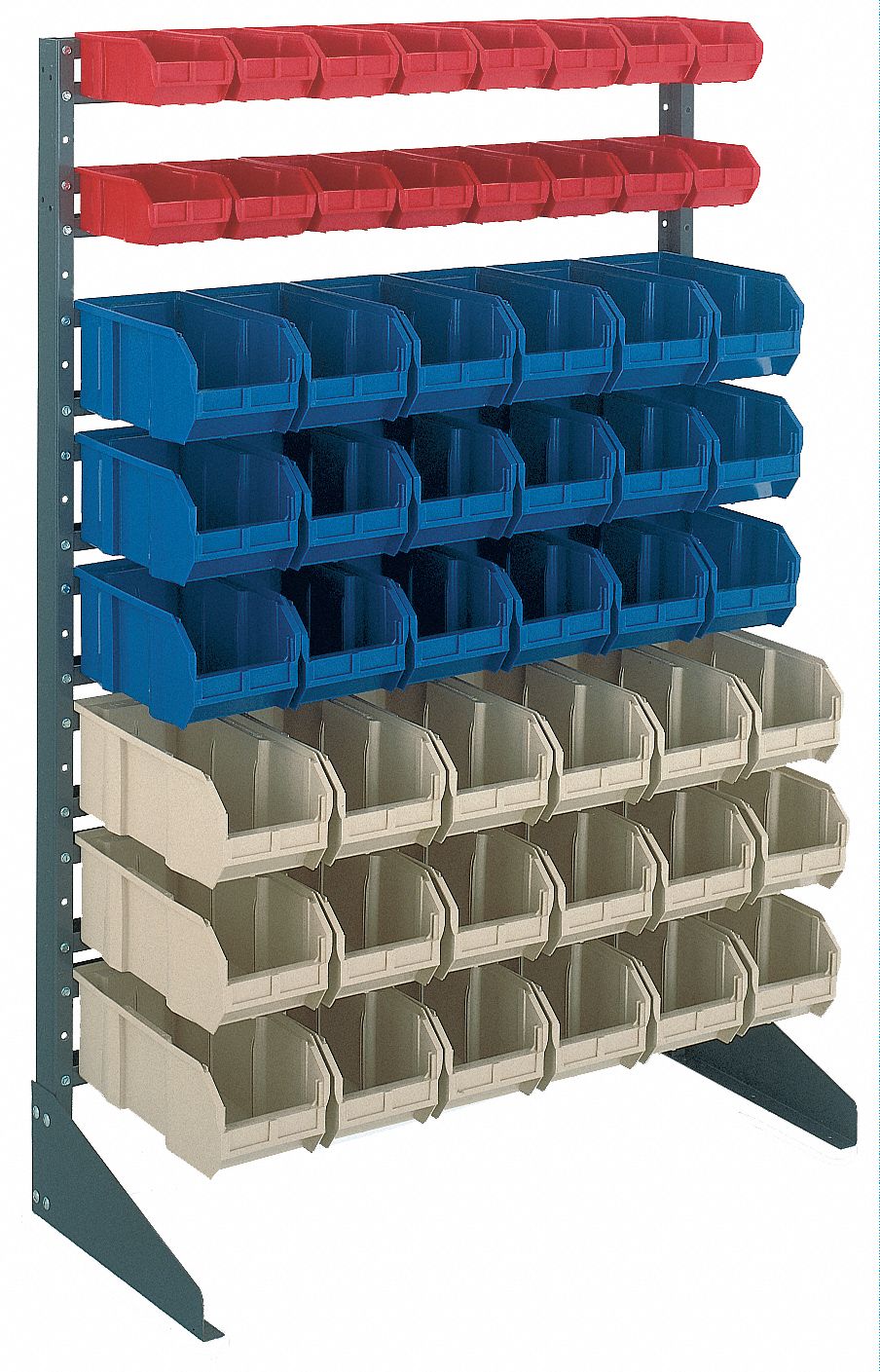 QUANTUM STORAGE SYSTEMS 1-Sided Bin Rail Floor Rack with 96 Bins, 53 ...