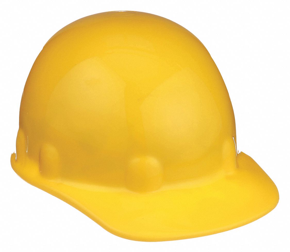 CASQUE DE SÉCURITÉ, THERMOPLASTIQUE, CLIQUET À 8 PTS, REBORD, JAUNE