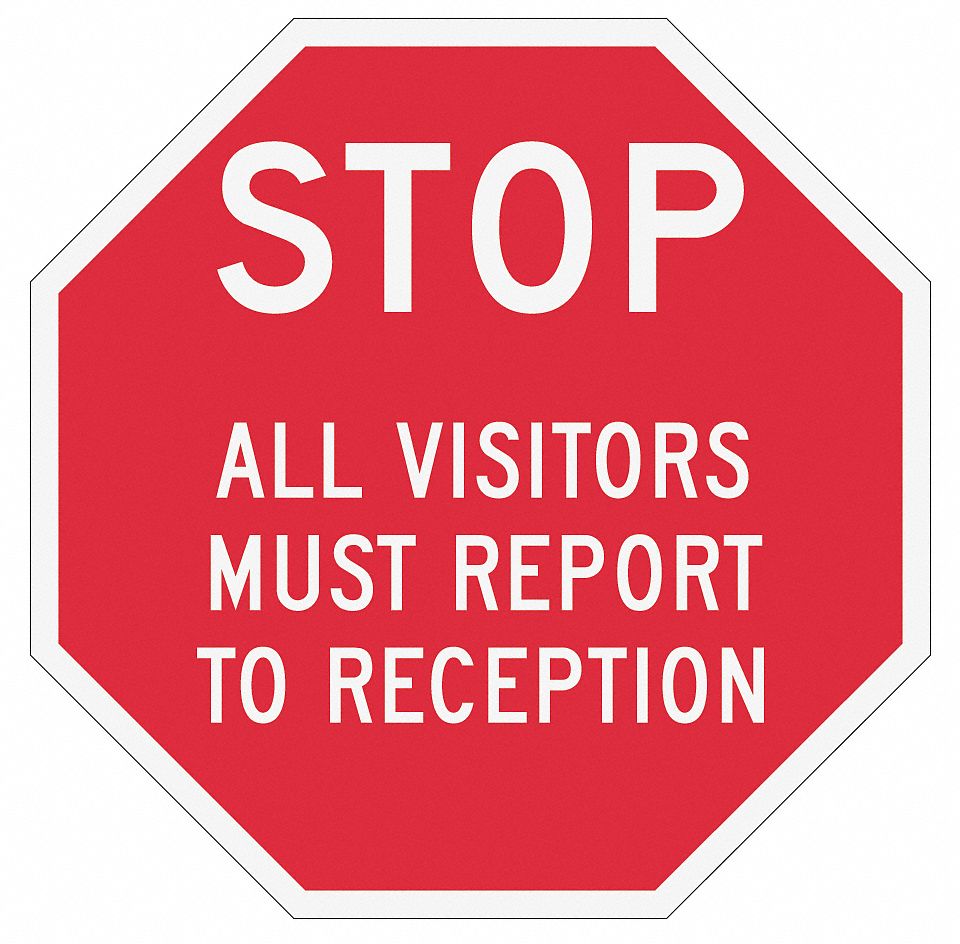 Rflctv Visitors Stop Sign, 12x12in, Alum