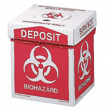 8UK88 - Biohazard Burn Box 12 in H 8 in W PK6