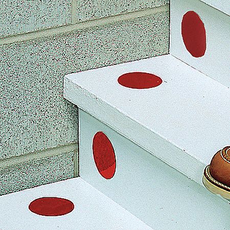 FLOOR MARKING TAPE, CIRCLE, SOLID, RED, NO LEGEND, 3 IN X 3 IN, 13 MIL THICKNESS, 50 PK