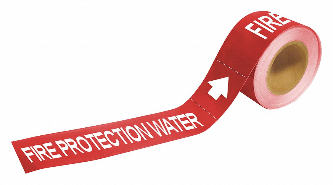 BRADY Pipe Marker, Pipe Marker Legend Fire Protection Water, Fits Pipe