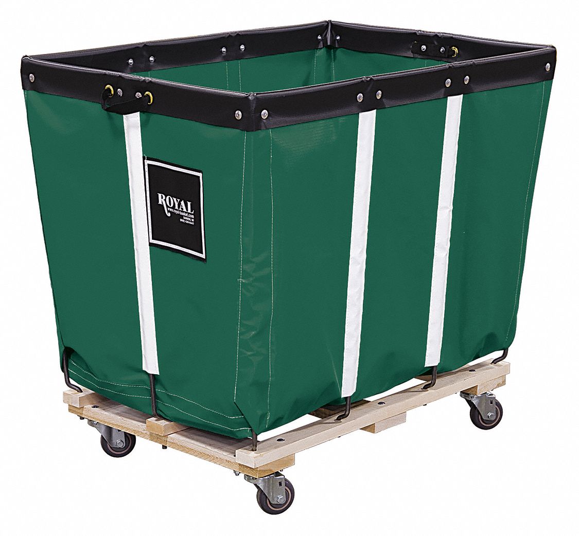 PERMANENT VINYL LINER BASKET TRUCK, 26.7 CU FT CAPACITY, GREEN, WOOD