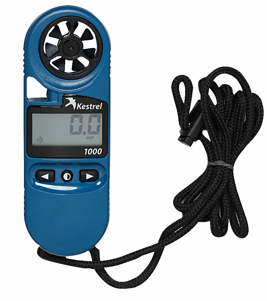 Anemometer: Rotating Vane, Reflective 3 1/2 Digit LCD, 118 to 7,874 fpm, ±3% Accuracy