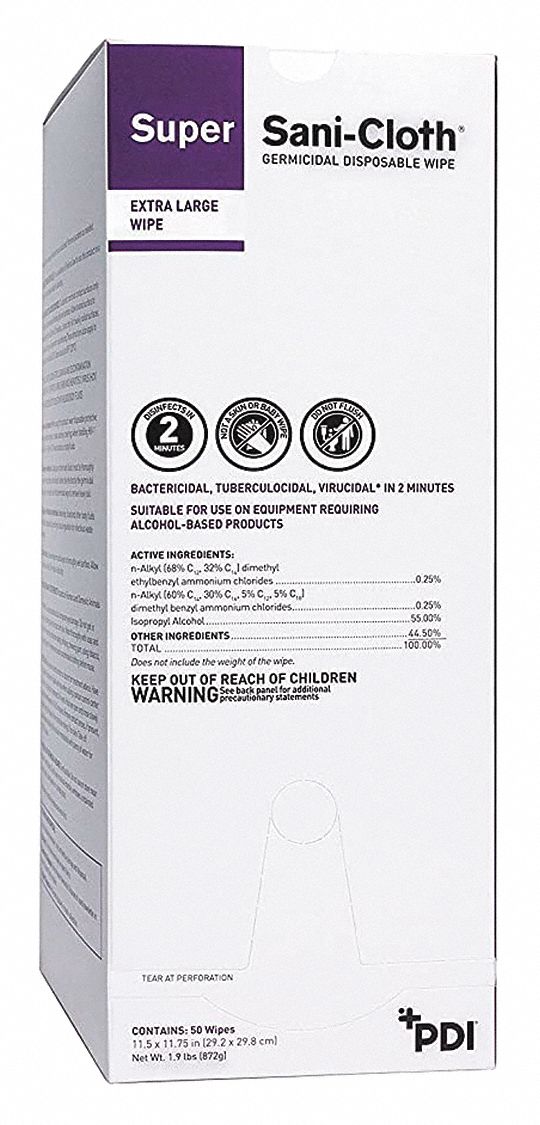 Disinfecting Wipes: Packet, 50 ct Container Size, Ready to Use, Wipes, 50 PK