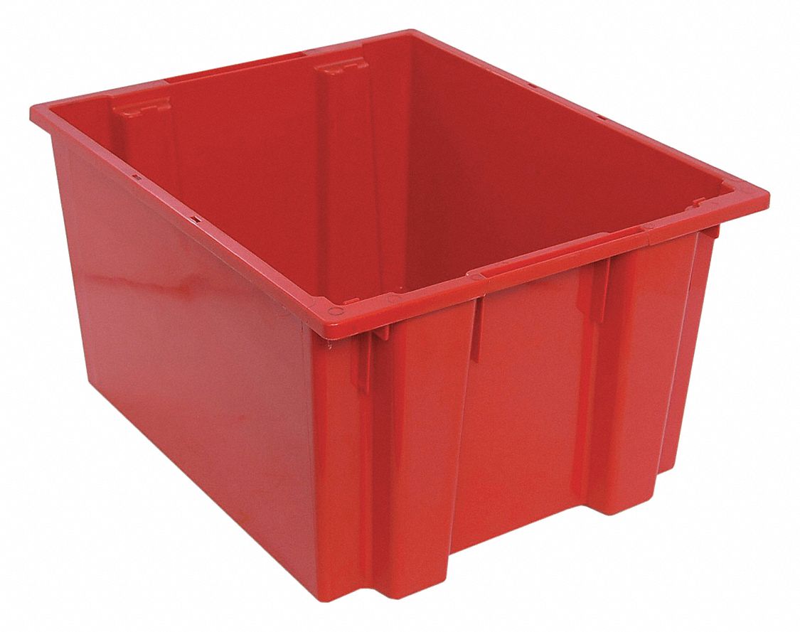 NEST AND STACK CONTAINER,23-1/2 IN L,RED