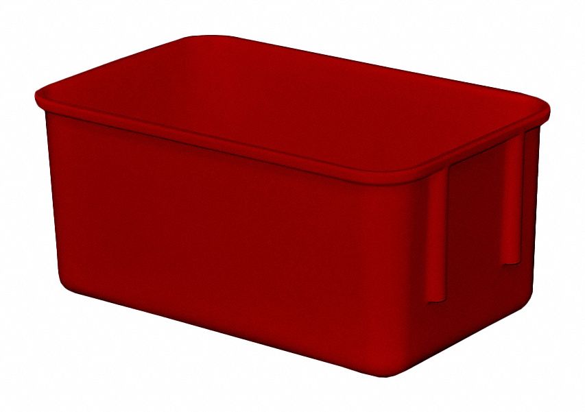 Nesting Tote: 0.9 gal, 9 3/4 in x 6 1/8 in x 4 1/2 in, -60°F to 250°F, Red, Solid