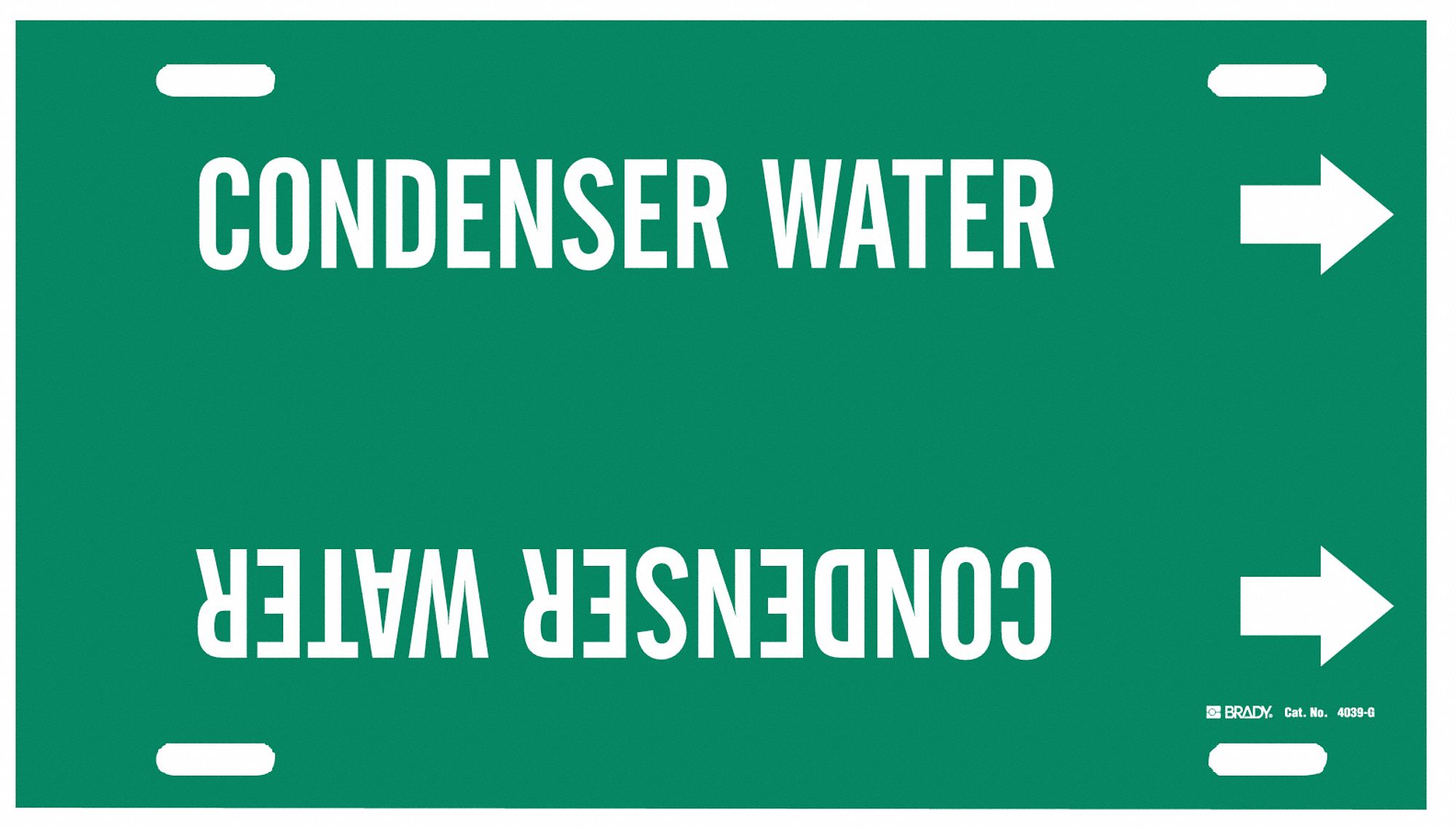 Pipe Marker: Condenser Water, Green, White, Fits 8 to 9 7/8 in Pipe O.D., 1 Pipe Markers