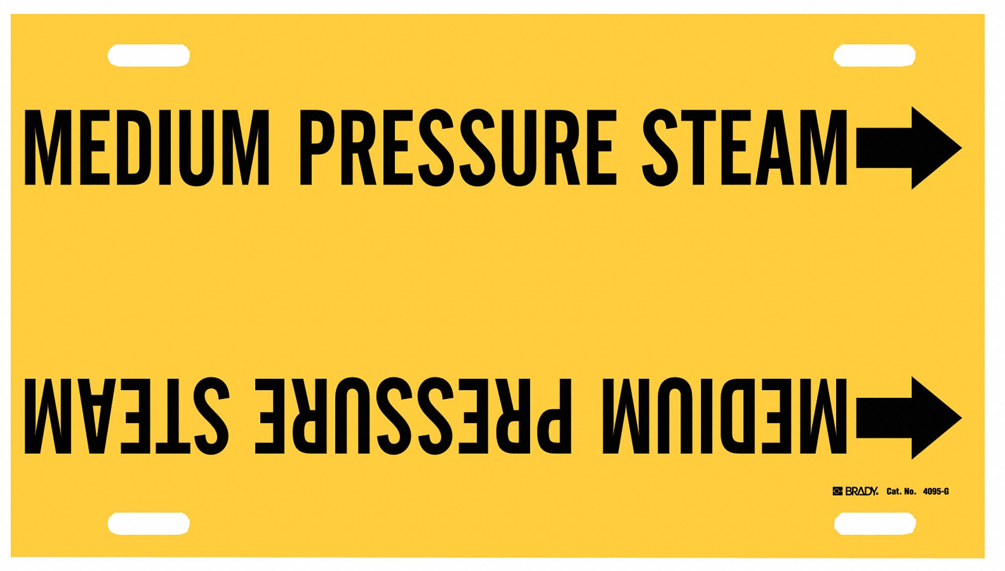 Pipe Marker: Medium Pressure Steam, Yellow, Black, Fits 8 to 9 7/8 in Pipe O.D., 1 Pipe Markers