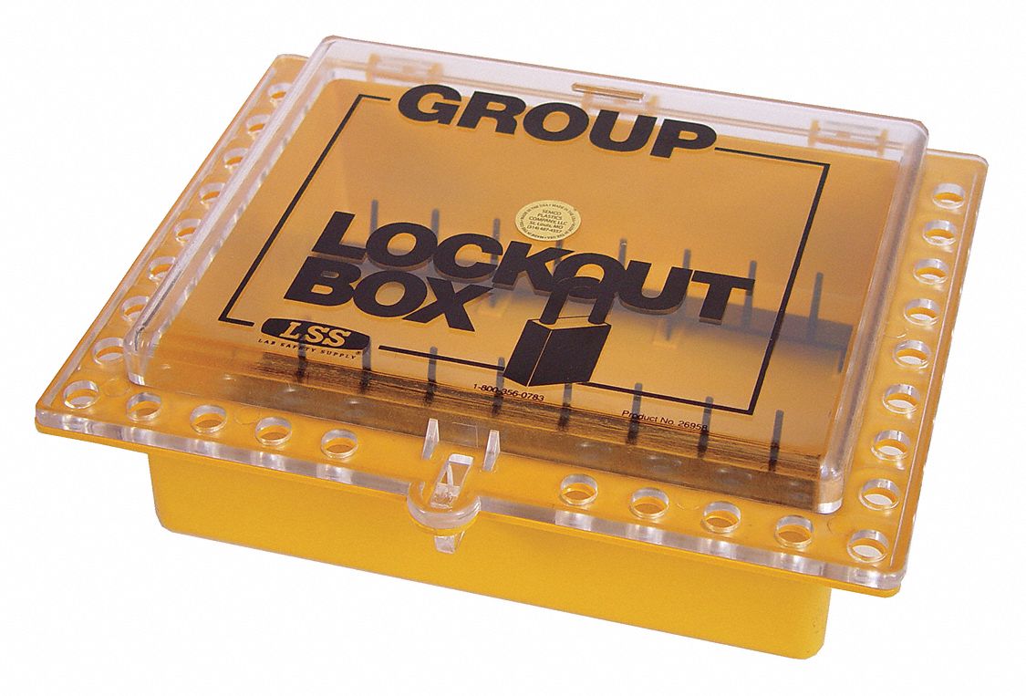 SAALMAN SAFETY Yellow Plastic Group Lockout Box, Max. Number of Padlocks 27, 11" x 121/2
