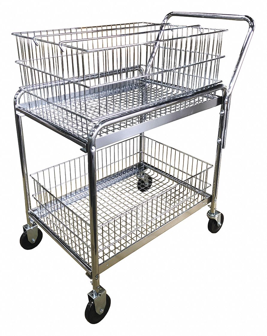GRAINGER APPROVED Mail Cart, 200 lb Load Capacity, 331/2 in x 20 in x