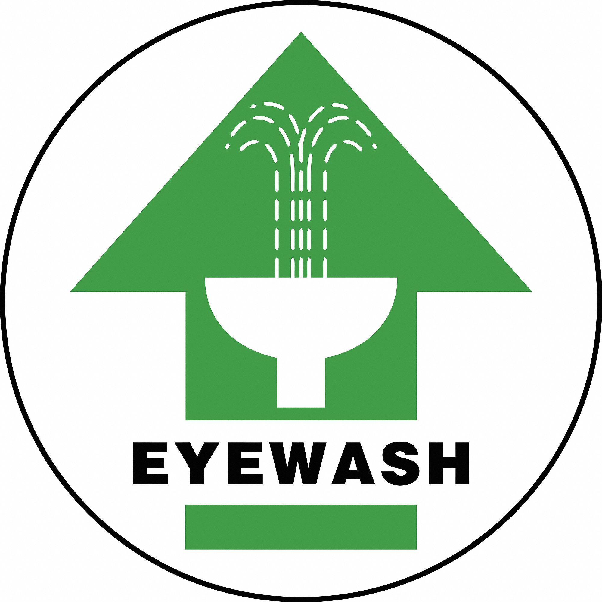 SLIP-GARD EYEWASH ROUND FLOOR SIGN, VINYL, 8 IN WIDTH, 8 IN HEIGHT, WHITE, ADHESIVE FLOOR, PK 2