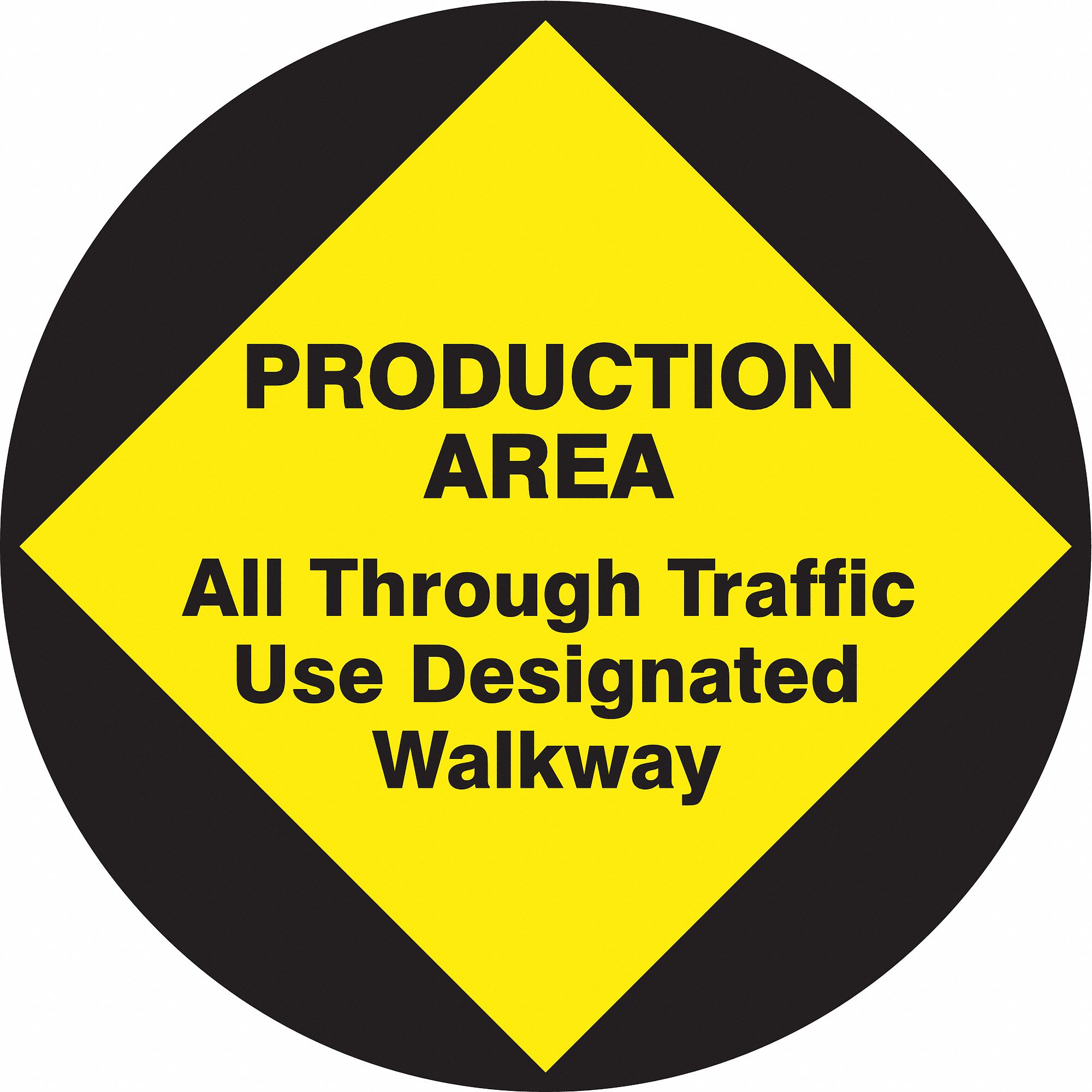SLIP-GARD ROUND FLOOR SIGN, VINYL, 17 IN WIDTH, 17 IN HEIGHT, YELLOW, ADHESIVE FLOOR
