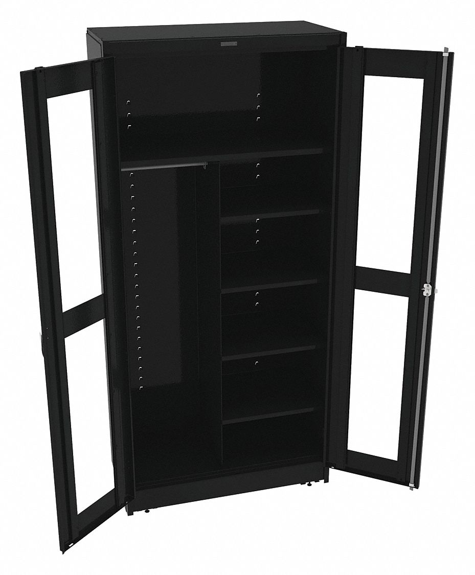 STORAGE CABINET, 36 IN X 18 IN X 78 IN, 5 SHELVES, SWING HANDLE/KEYED, 22 GA PANEL, ADJUSTABLE